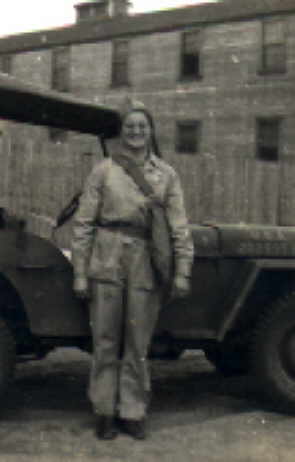 Ruth in training in motor pool before going overseas